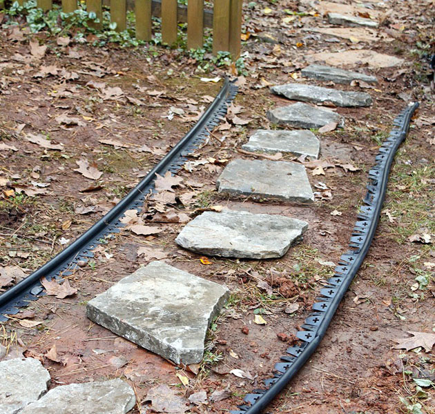 layout stones inside edging