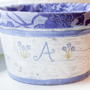 Faux Chippy Painted Metal Pail with Liner