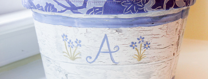 Faux Chippy Painted Metal Pail with Liner