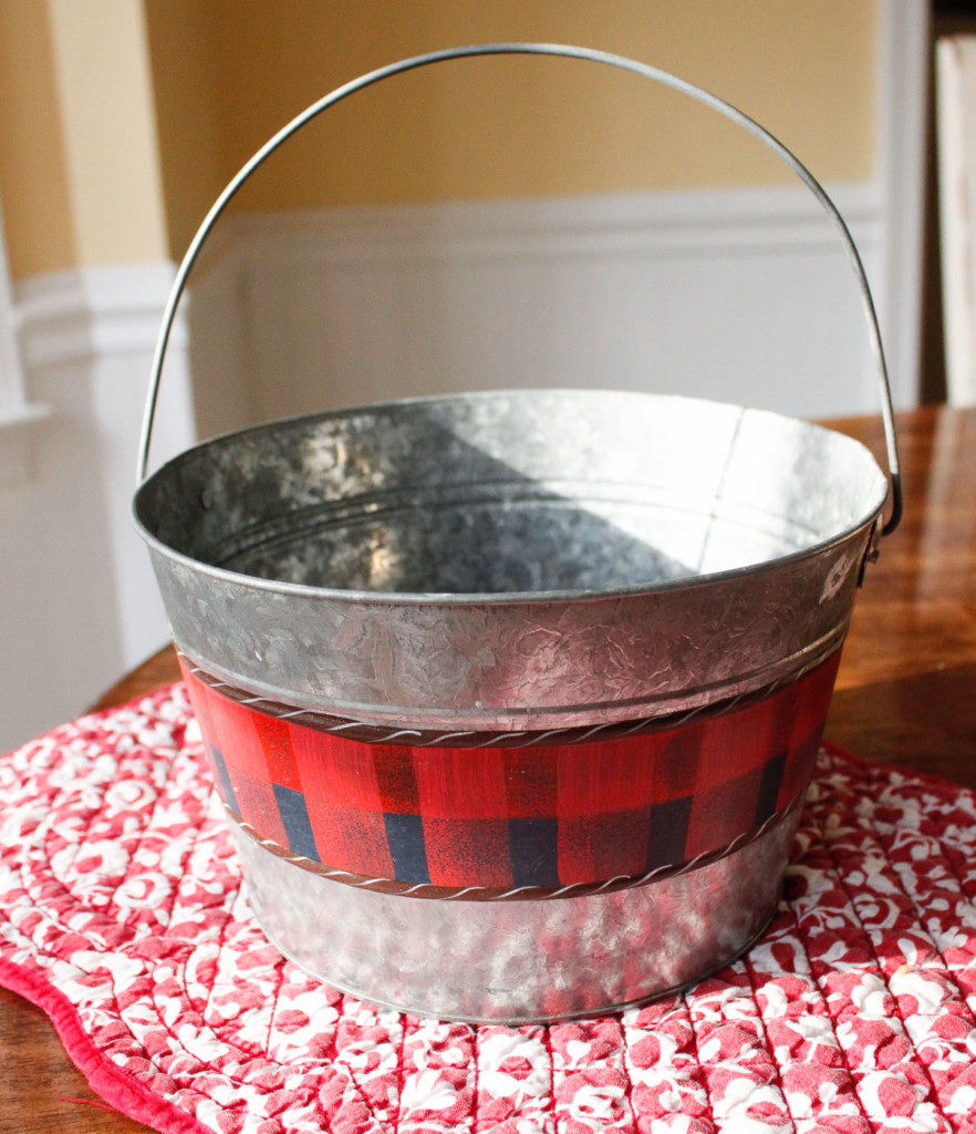 little red buffalo check painted pail