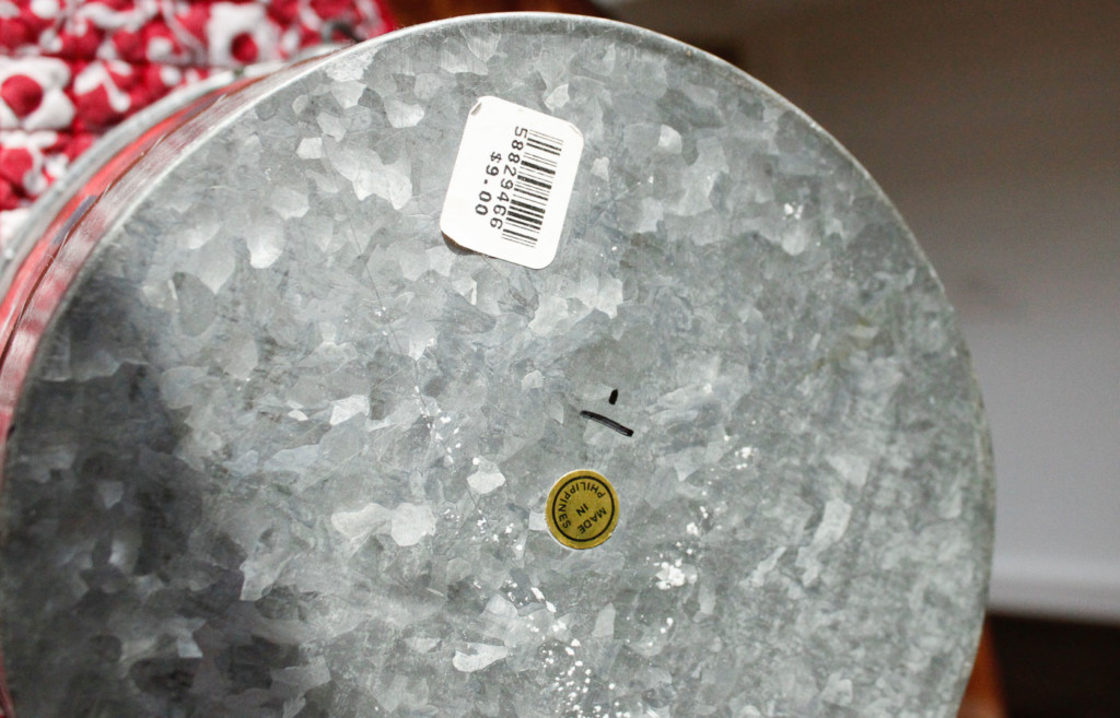 $1 markdown on pail with $9 original sticker