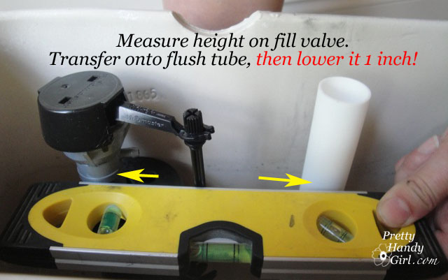 measure_flush_valve_height Toilet Repairs Replacing the Overflow Tube and Flapper