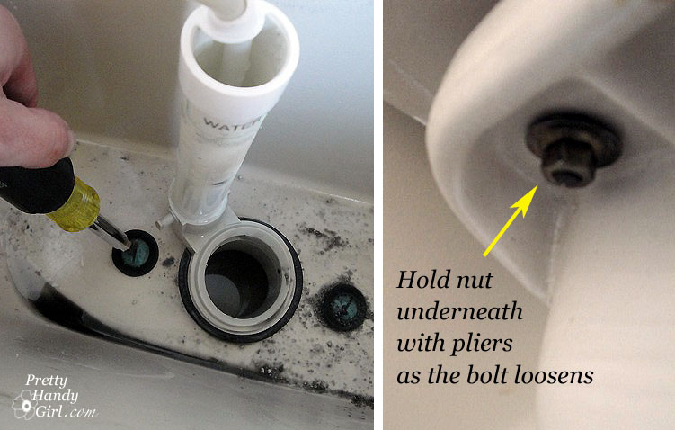 unscrew_tank_bowl Toilet Repairs Replacing the Overflow Tube and Flapper