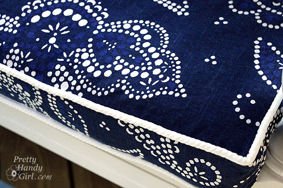 Sewing a Bench Cushion with Piping finished