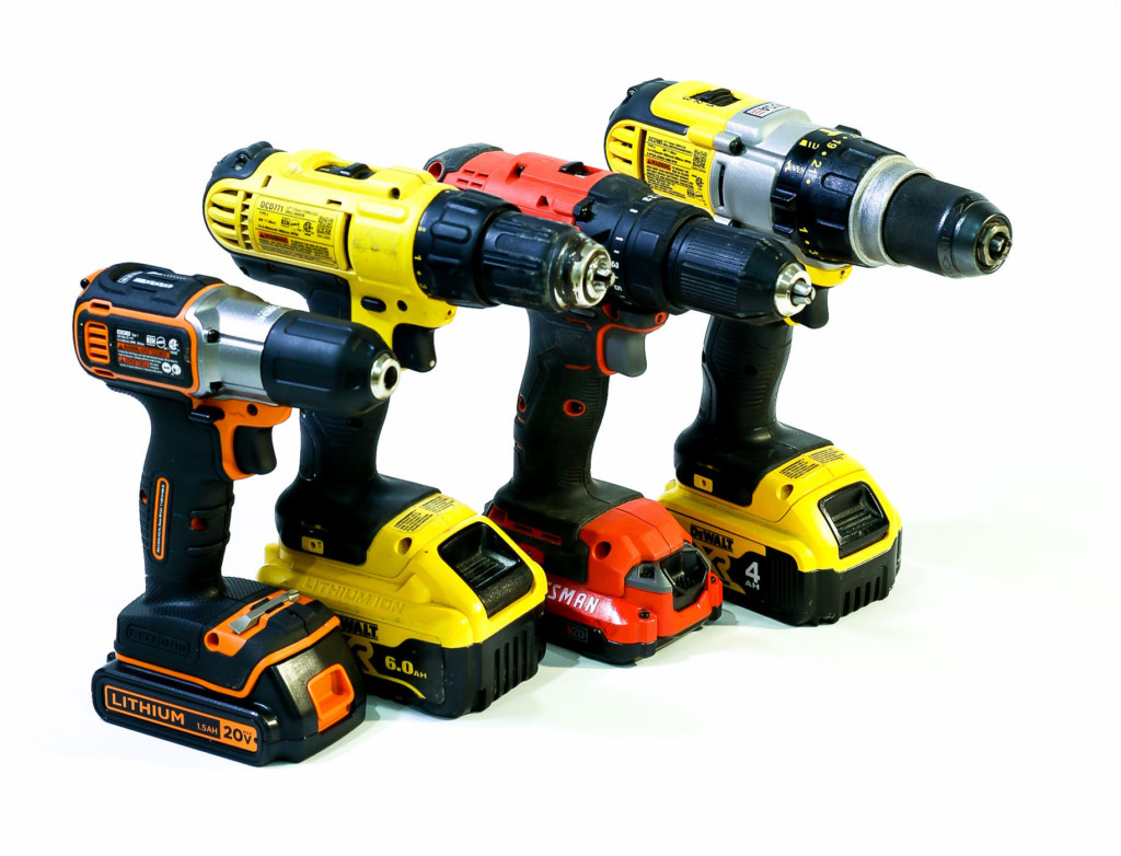 4 cordless drills, different brands