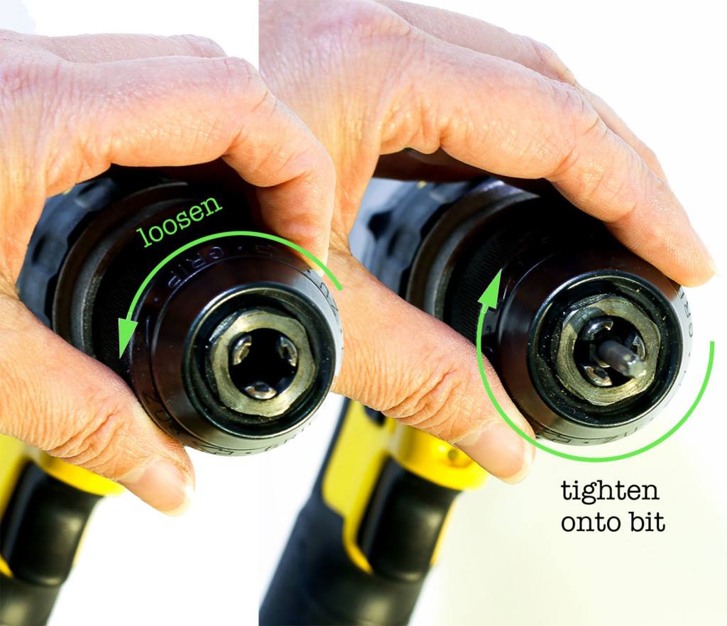 counter clockwise loosen chuck, clockwise to tighten chuck