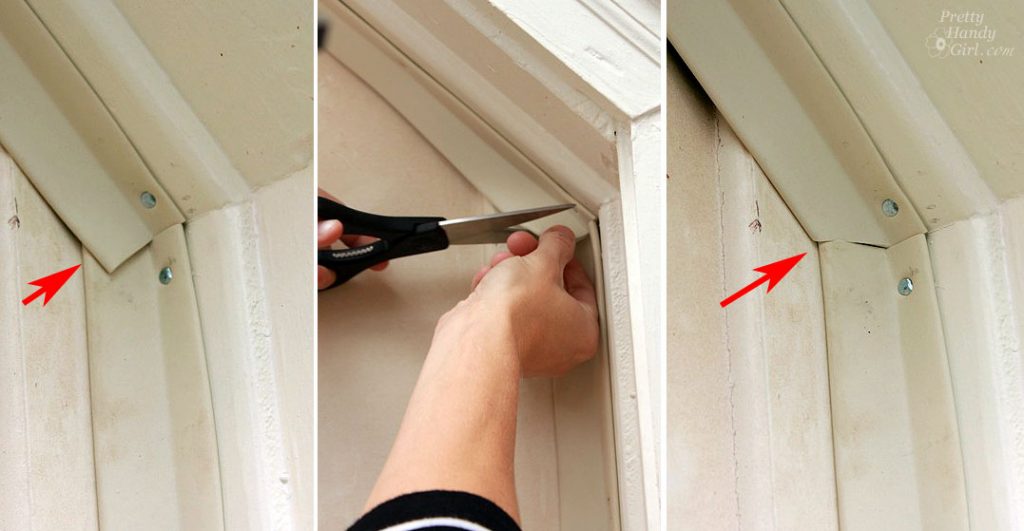 cut_stripping_to_fit_together cut garage weather stripping to exact fit