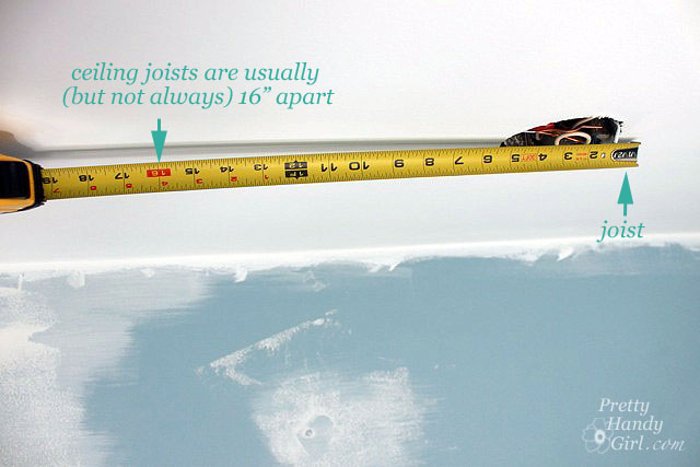measuring_ceiling_joists_16_inch How to Swag a Light Fixture