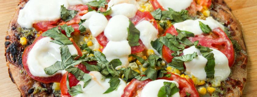 Grilled Corn Pesto Pizza