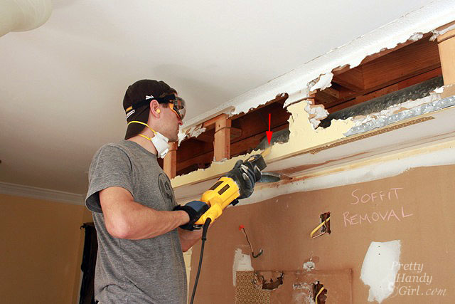 reciprocating_saw_down_thru_soffit How to Remove a Soffit - Kitchen Renovation Update