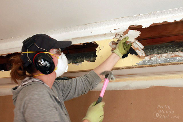 remove_excess_drywall How to Remove a Soffit - Kitchen Renovation Update
