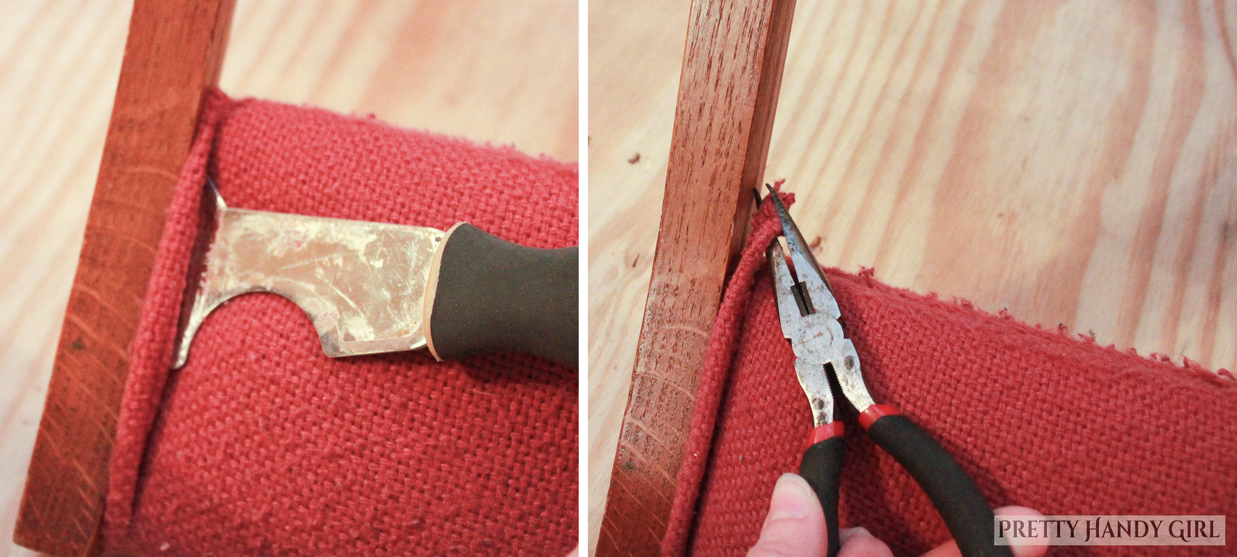 prying old piping off a this end up chair back