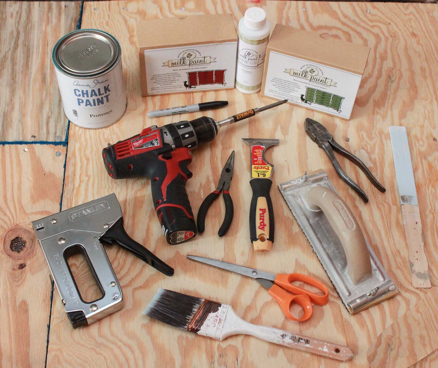 tools used to refinish the chairs