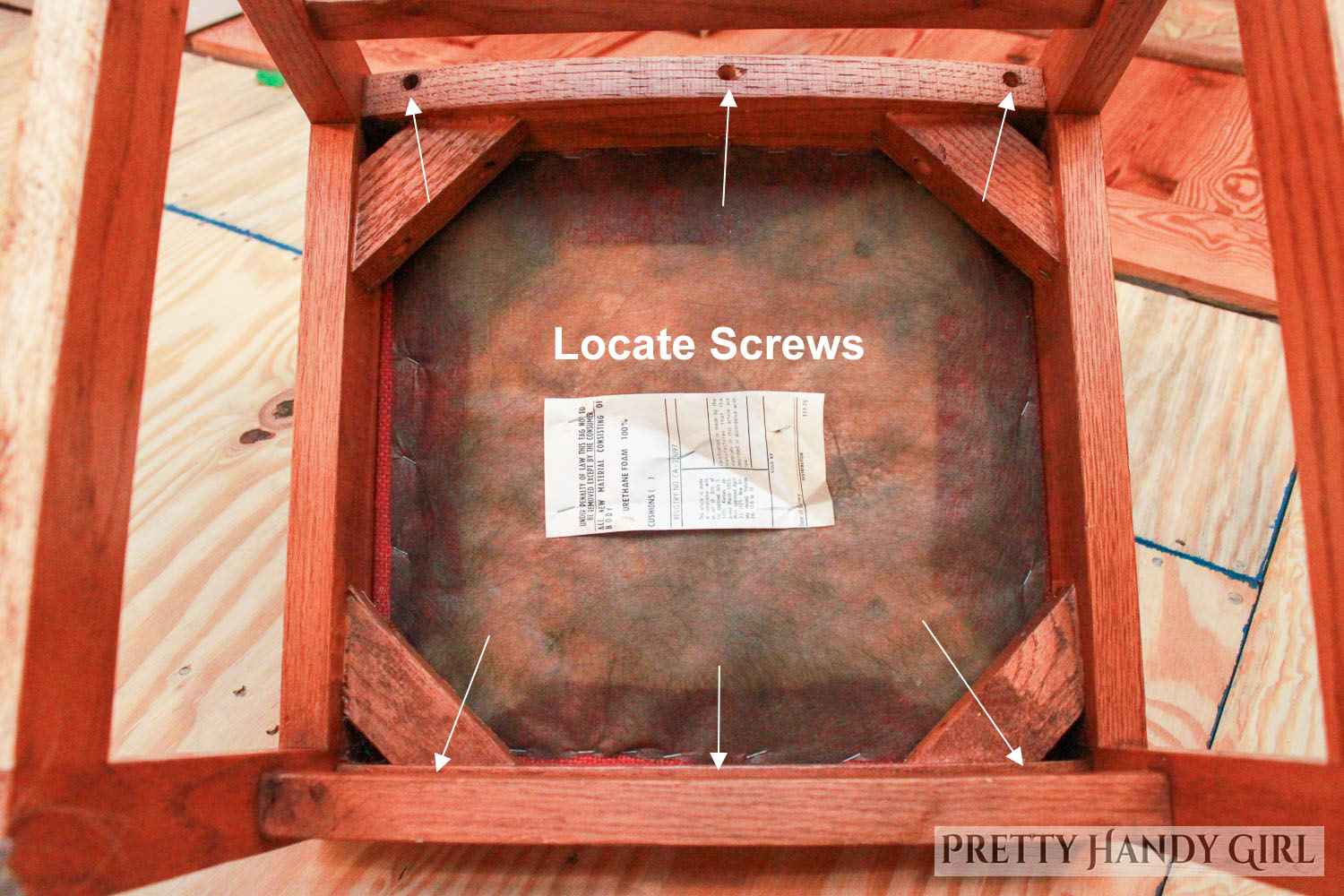turn chair upside down and look for screw locations