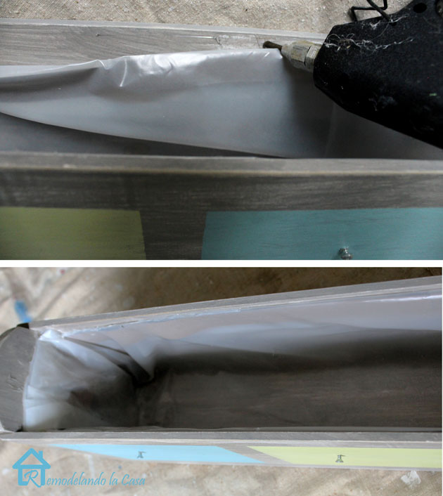 waterproofing herb box with plastic2