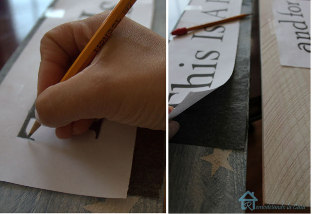 transfering letters onto wood