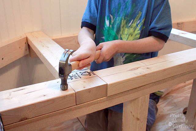 hammer top plate onto bench