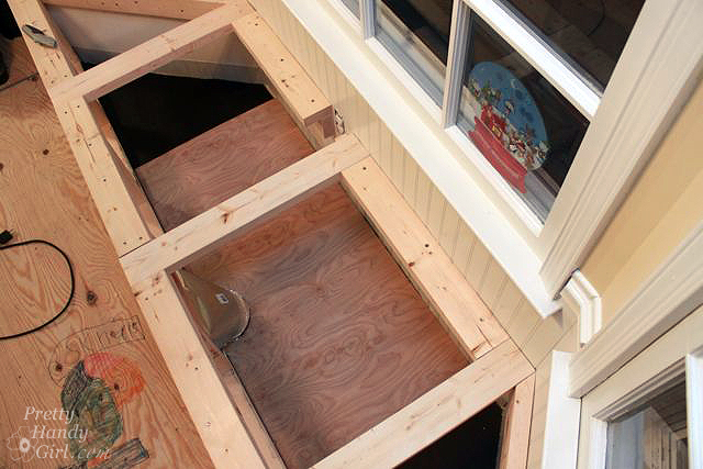 top view bay window bench