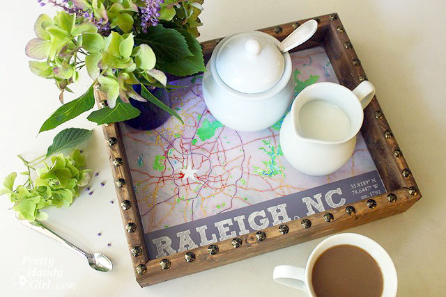 north carolina state capital rustic tray