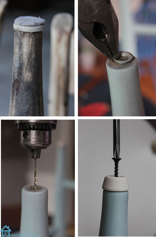 installing rubber bumpers on chair