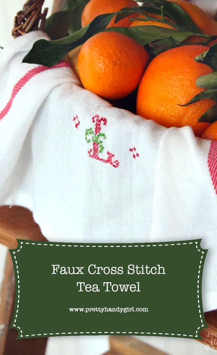 Faux Cross Stitch Tea Towel | Pretty Handy Girl