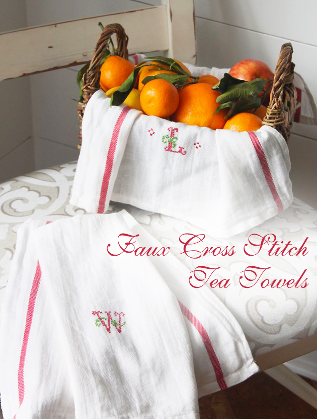 Faux Cross Stitch Tea Towel | Pretty Handy Girl