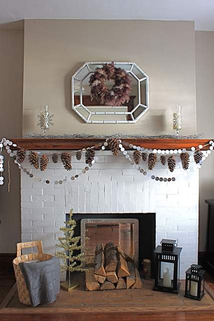 How to Make Pine Cone Garland Garland-on-Mantel