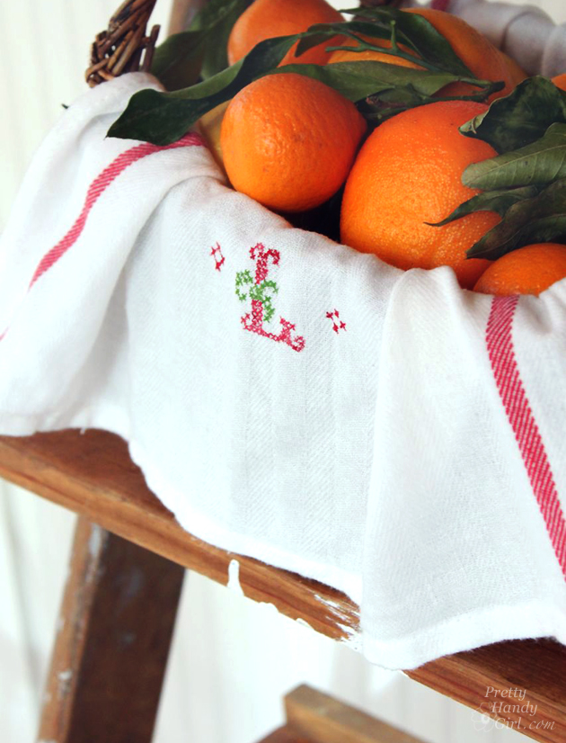 Faux Cross Stitch Tea Towel | Pretty Handy Girl