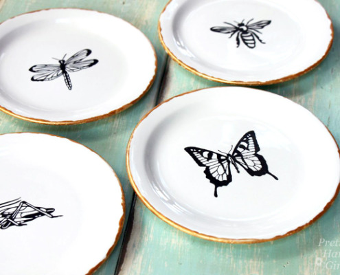 Pen and Ink Sketch Decorative Dessert Plates | Pretty Handy Girl