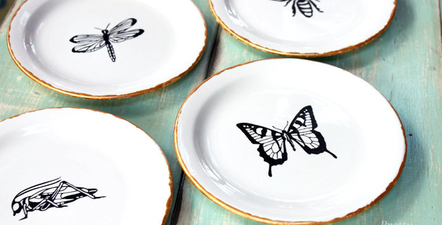 Pen and Ink Sketch Decorative Dessert Plates | Pretty Handy Girl