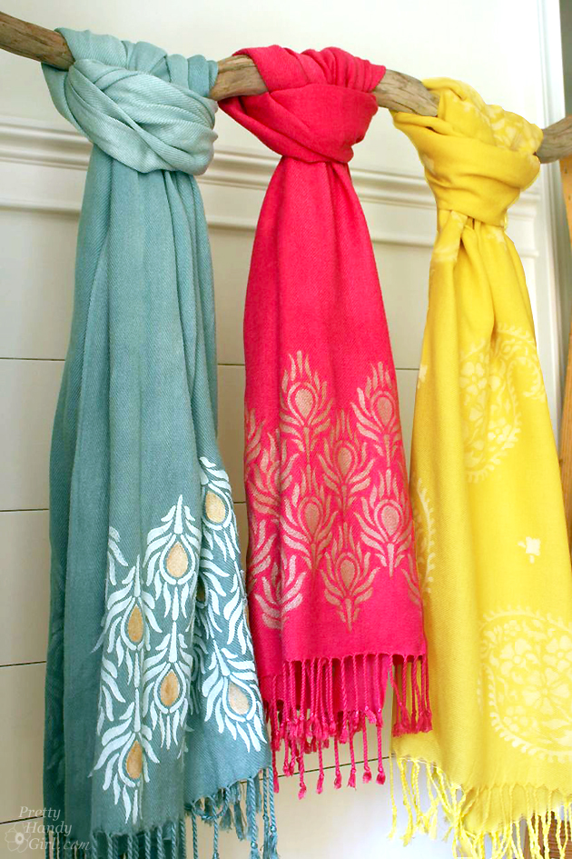 Stenciled and Dyed Scarves Tutorial | Pretty Handy Girl
