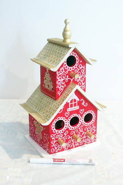 Painted Birdhouse Tree Topper Tutorial | Pretty Handy Girl