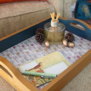 Scrapbook Paper Lined Painted Trays | Pretty Handy Girl