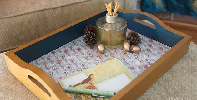 Scrapbook Paper Lined Painted Trays | Pretty Handy Girl