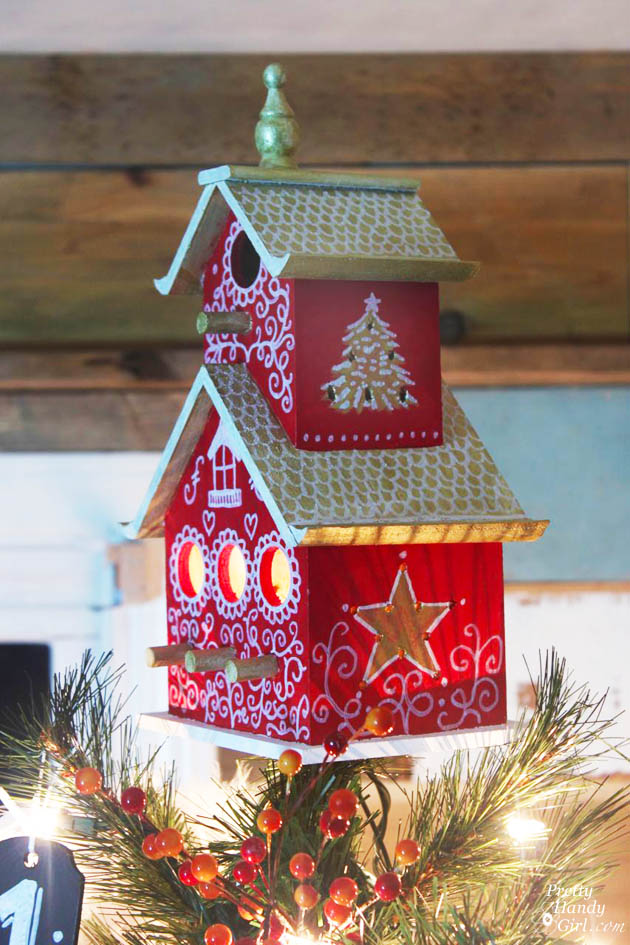 Painted Birdhouse Tree Topper Tutorial | Pretty Handy Girl