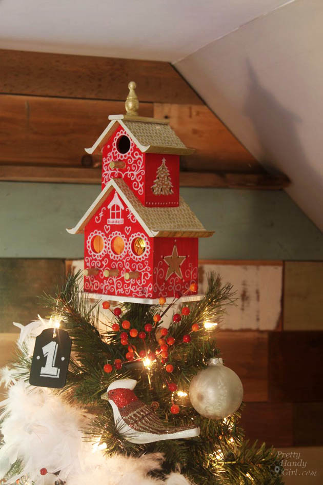 Painted Birdhouse Tree Topper Tutorial | Pretty Handy Girl