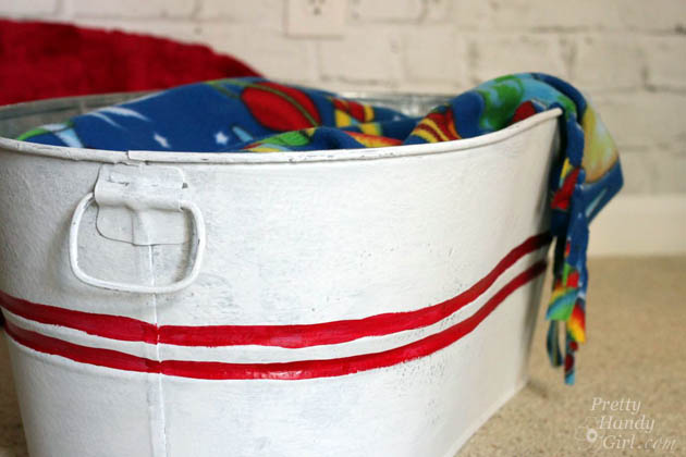 Galvanized Tub Storage Bench for Kids | Pretty Handy Girl
