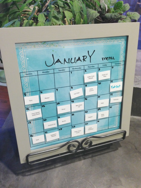 Reusable monthly menu board with magnetic meals - perpetual menu board