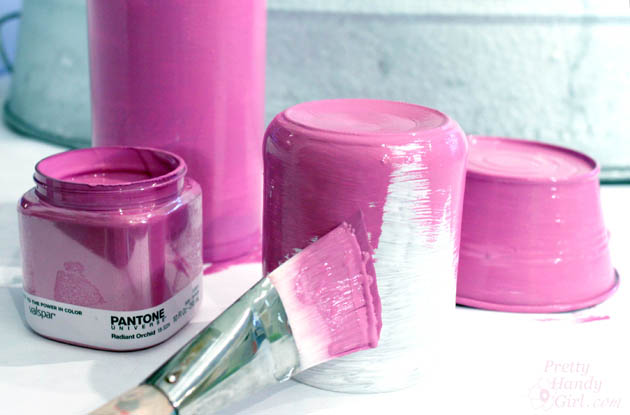 Radiant Orchid Vases from Recycled Cans & Jars | #upcycling | Pretty Handy Girl