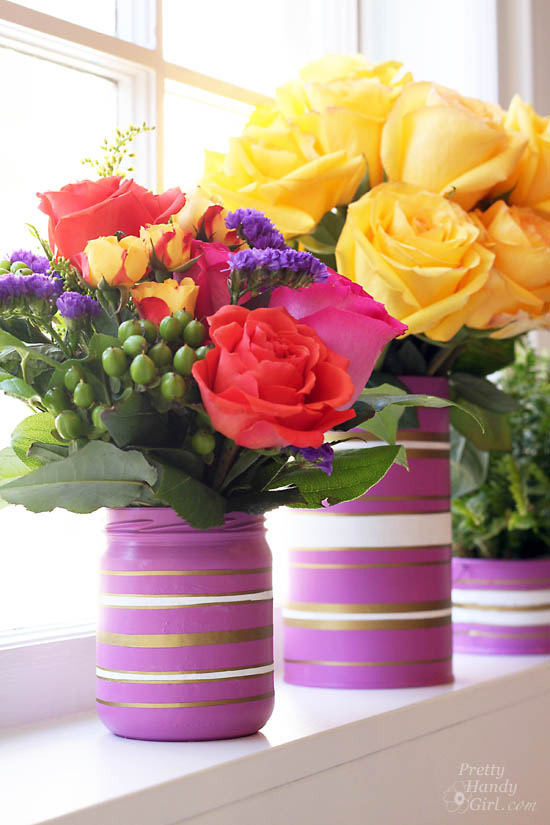 Radiant Orchid Vases from Recycled Cans & Jars | #upcycling | Pretty Handy Girl