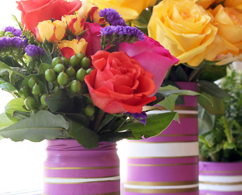 Radiant Orchid Vases from Recycled Cans & Jars | #upcycling | Pretty Handy Girl
