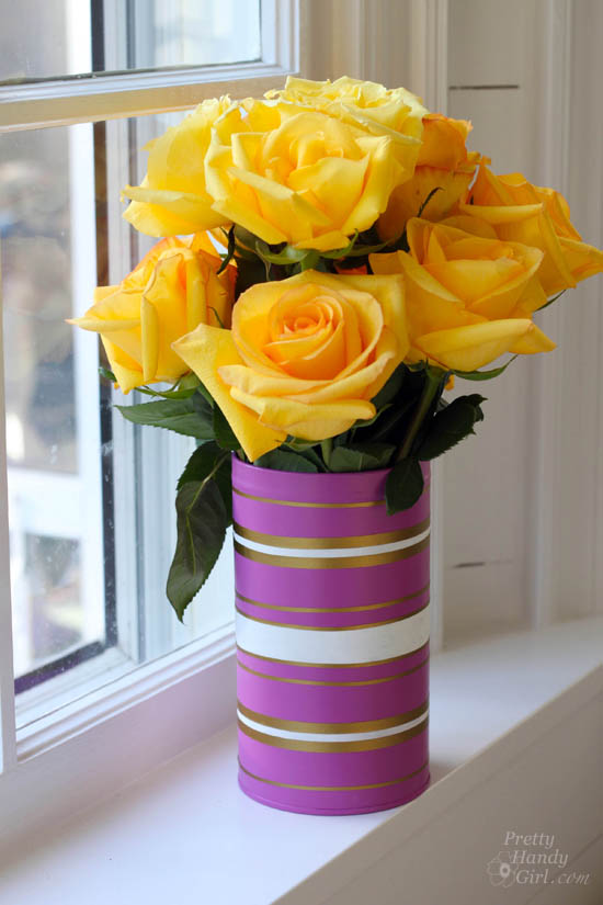 Radiant Orchid Vases from Recycled Cans & Jars | #upcycling | Pretty Handy Girl