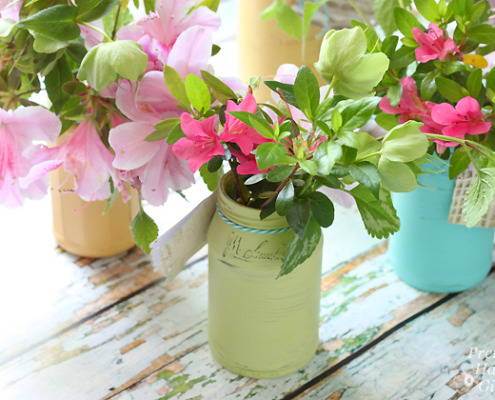 Farmhouse Painted (chalk like paint) Jar Vases | Pretty Handy Girl