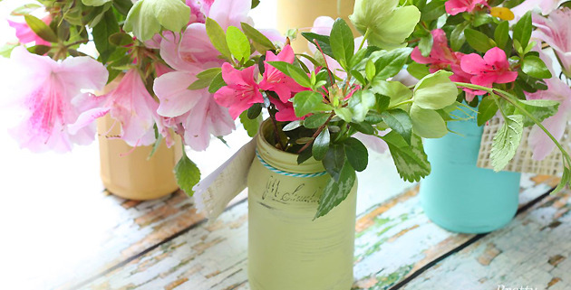 Farmhouse Painted (chalk like paint) Jar Vases | Pretty Handy Girl