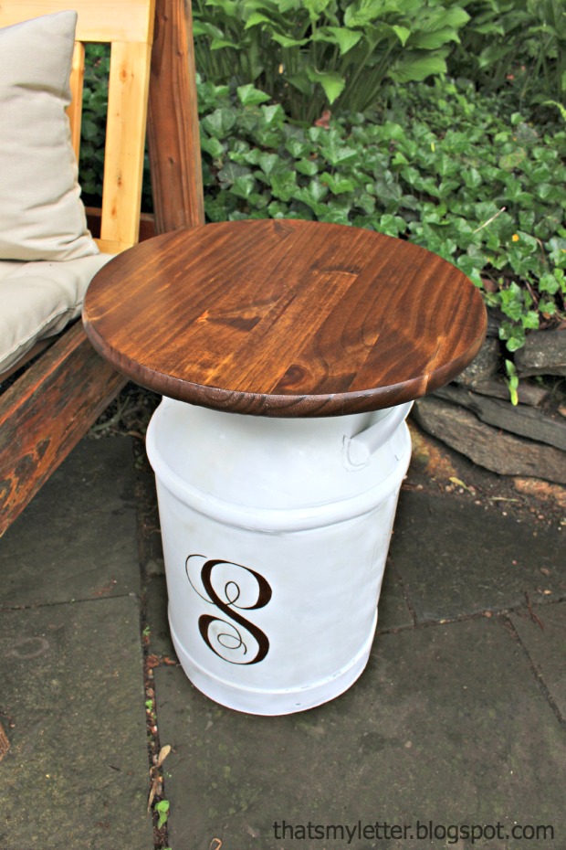 Repurpose Vintage Milk Jug into Side Tables