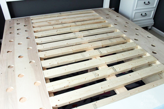 Modified King Size Farmhouse Bed with Storage Drawers | Pretty Handy Girl