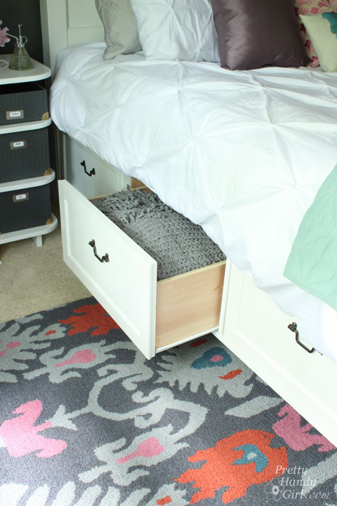 Modified King Size Farmhouse Bed with Storage Drawers | Pretty Handy Girl