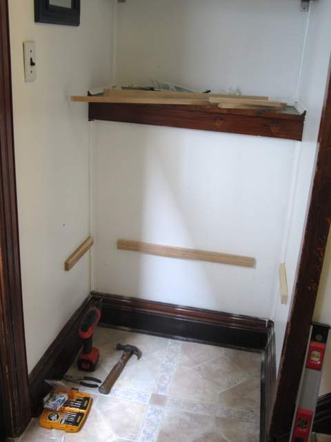 DIY Built In Shoe Shelves