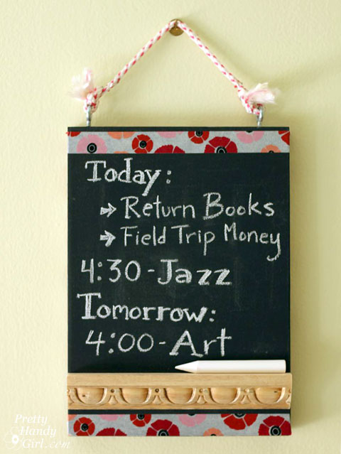 DIY Chalkboard Memo Board (4th grade project) | Pretty Handy Girl