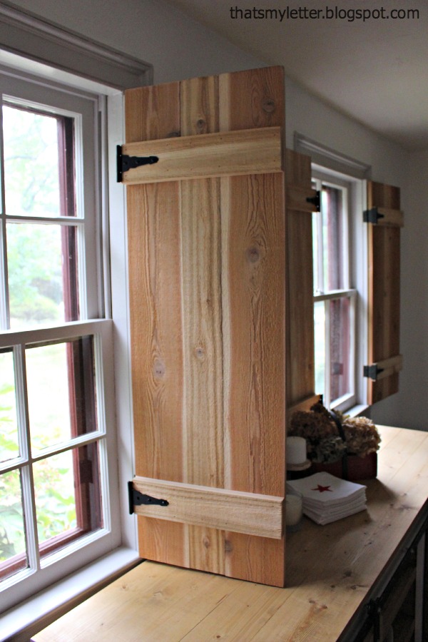 interior cedar shutters partial open